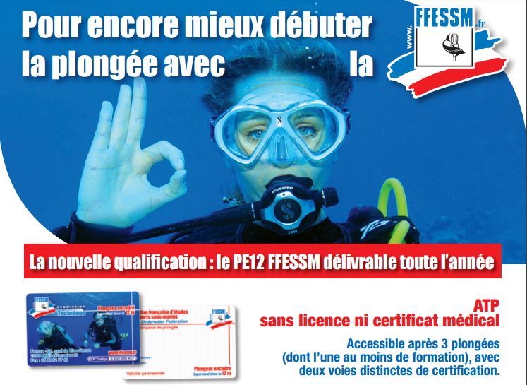 Nouvelle qualification PE12 plongée sous marine ffessm en stage de plongée